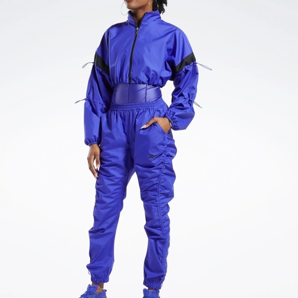 Reebok x Cardi B Tracksuit Set XS Purple Black Cropped Windbreaker